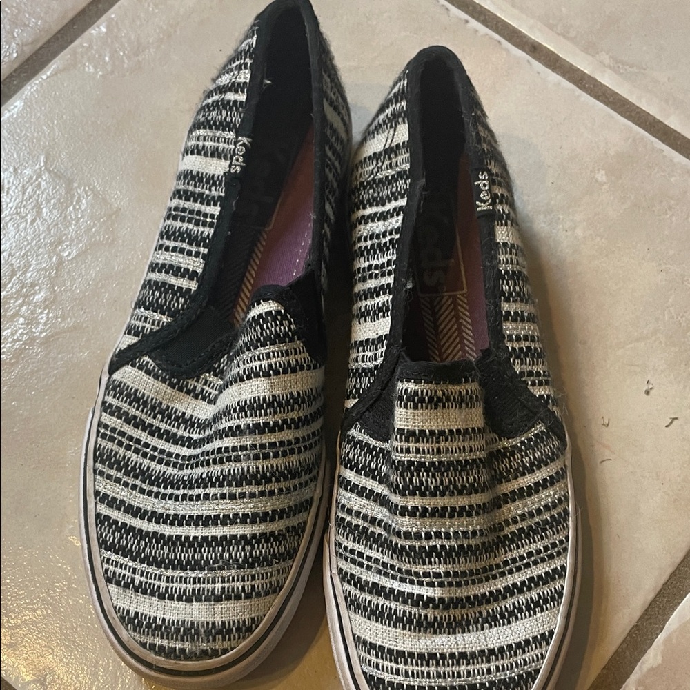 Keds Women's Striped Black and White Sneakers
